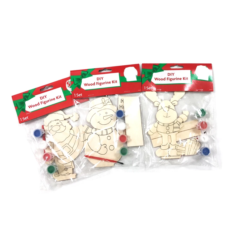 Christmas Ornaments Modern Wooden Ornaments Wooden Children Painting Toy educational kid wood Painting kit
