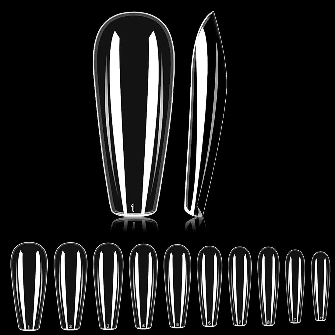 No Crease False Coffin Nail Art Tips Full Cover False Nails  Shaped Artificial News Transparent False Nails