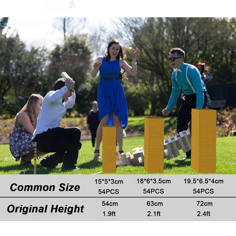 Outdoor Giant Wooden Building Blocks Natural Color Jumbo Tumble Tower