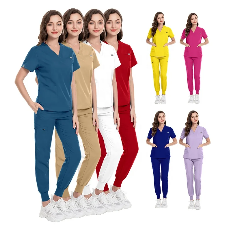 Oem Comfortable Breathable Custom Logo Fashionable Medical Dental Clinic Jogger Hospital Nursing Scrubs Uniforms Sets Nurse