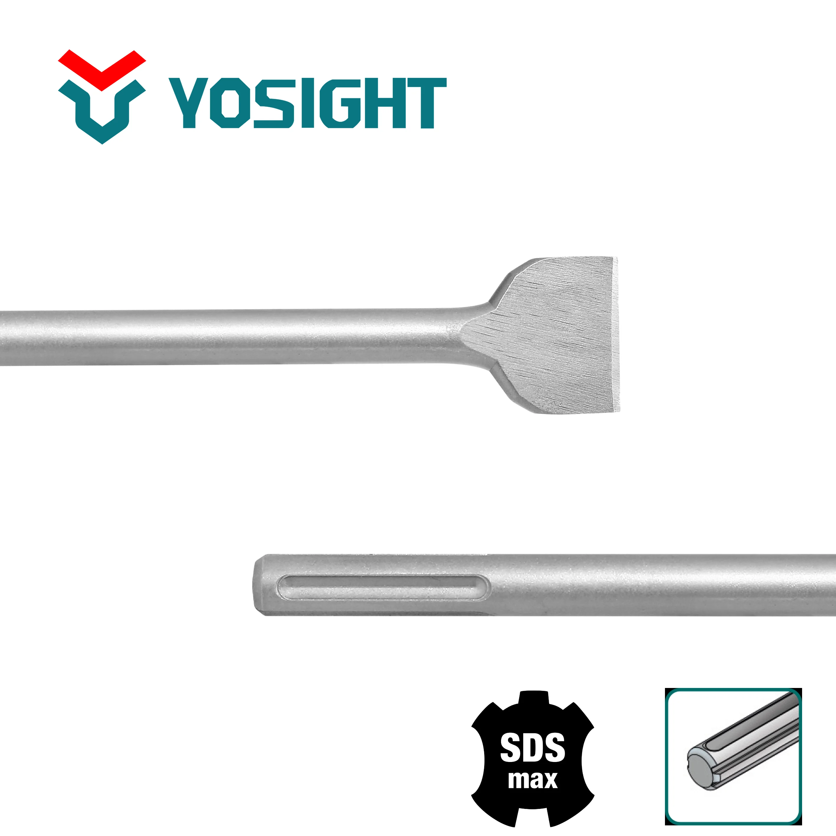 40Cr Sandblast Finish SDS MAX Shank Flat Chisels Hammer Chisel For Concrete and Brick Wall