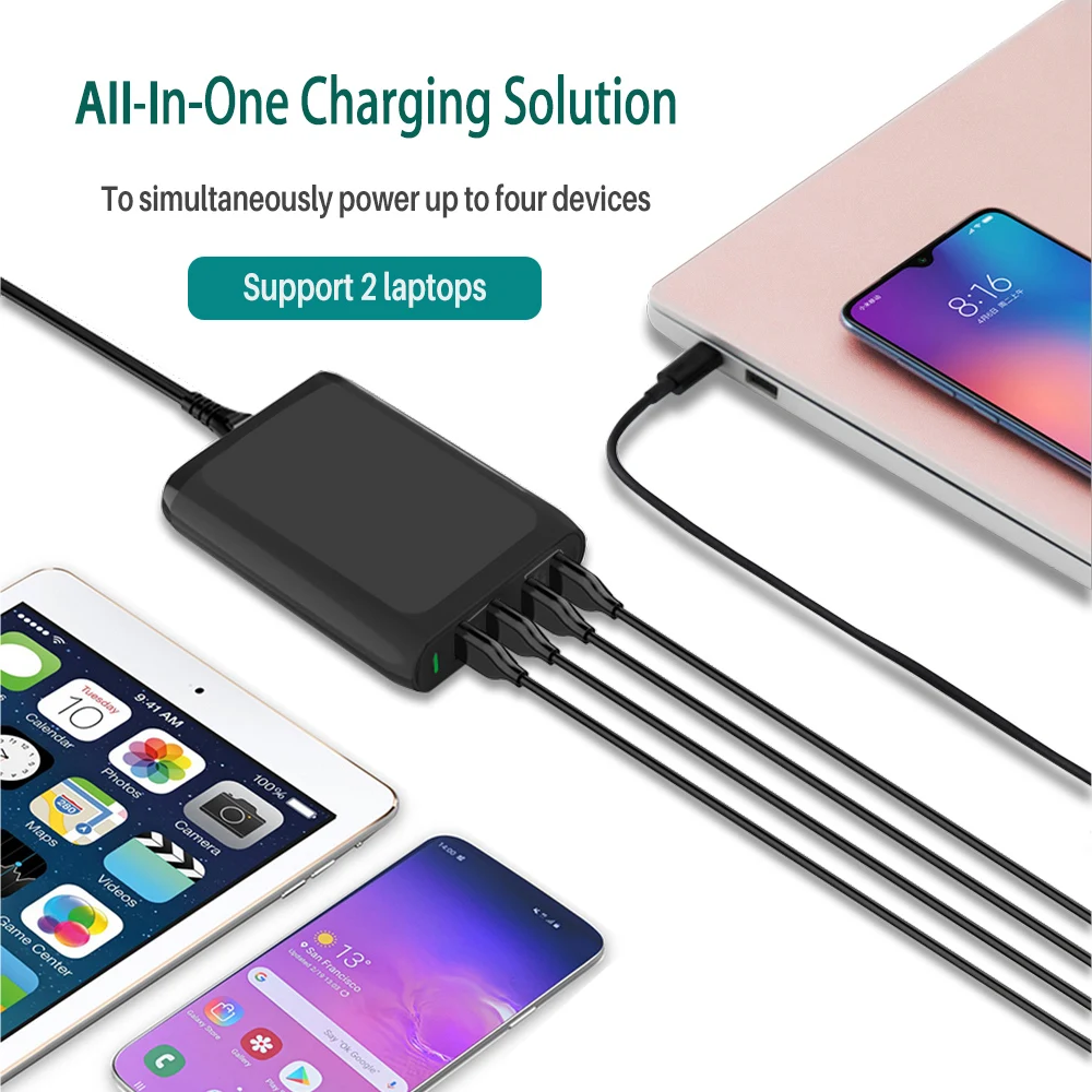 Ган 150 Вт быстрой зарядки настольный USB C мульти телефонный адаптер мобильного PD QC3.0 стола зарядное устройство для iPhone Samsung