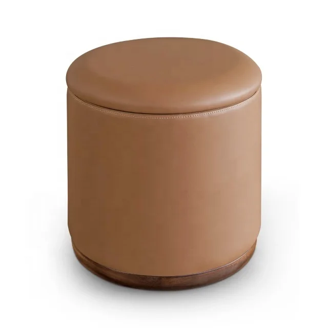 Современный простой кожаный стул, дизайнерский круглый стул для мастер-спальни, высококачественный туалетный стул