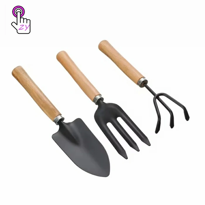 Garden Tools Wooden Handle Three-piece Shovel Rake Spade Children Flower Growing Shovel Flower Spatula Garden Tools
