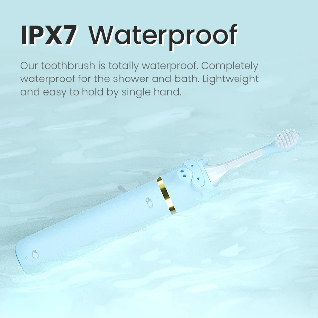 Ipx7 Водонепроницаемая дизайнерская мягкая щетина тонкая Милая Детская электрическая зубная щетка