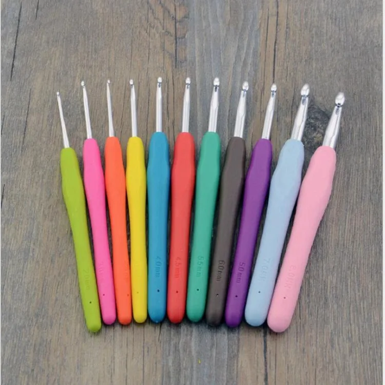 TPR silicone crochet set aluminum crochet hooks 9pcs/set