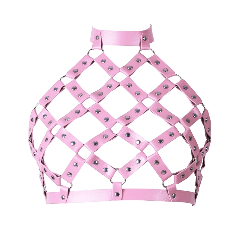 PU Leather Harness Bra Erotic Dance Wear Woman Lingerie Straps Body Lingerie Adjustable Punk Bondage TopGoth Sexy Slave Costumes