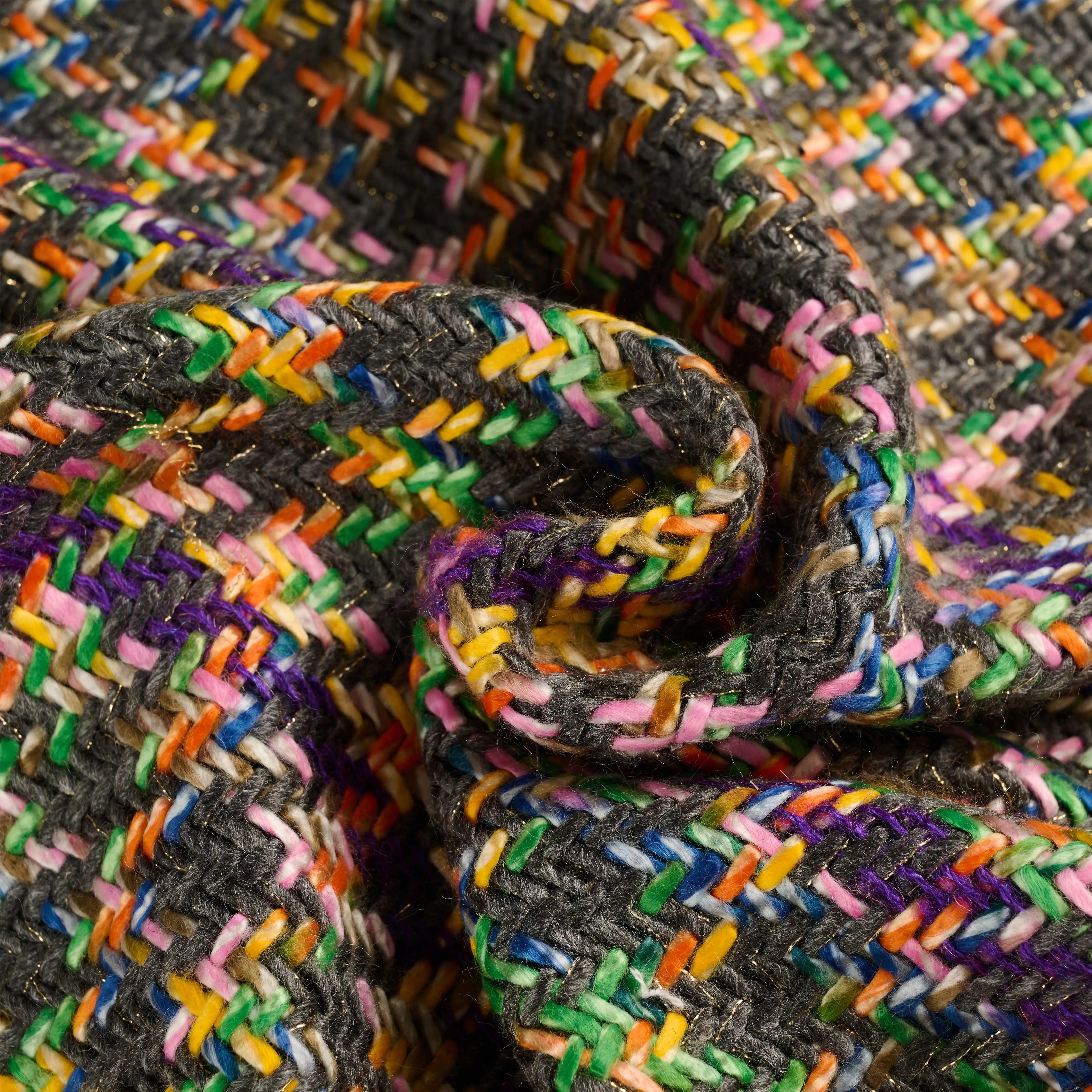 2024 New Design  Rib Pattern Tweed Fabric 23% Polyester 77% Acrylic  Blend