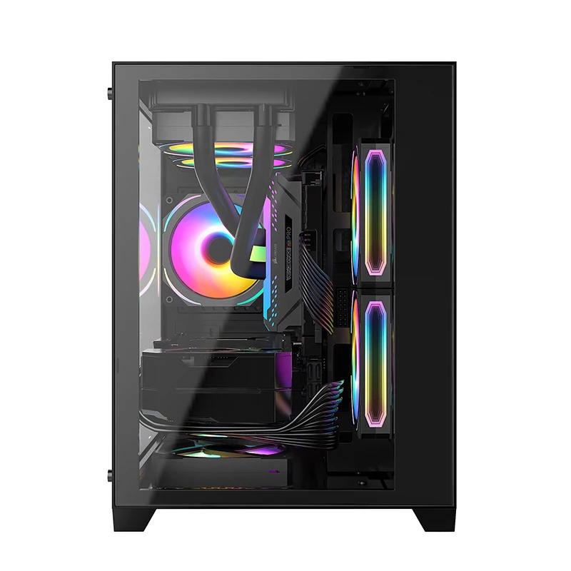 Wholesale Price Pc Gaming Case Atx Custom Pc Cabinet Computer Case With Rgb Strip Lights Gaming Case Pc Computer