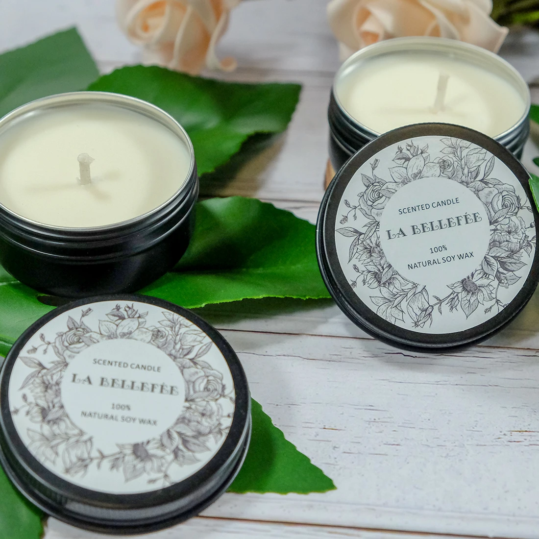 Manufacture direct selling custom 40g Soy Wax Private Label Luxury Gold Tin Scented Candle