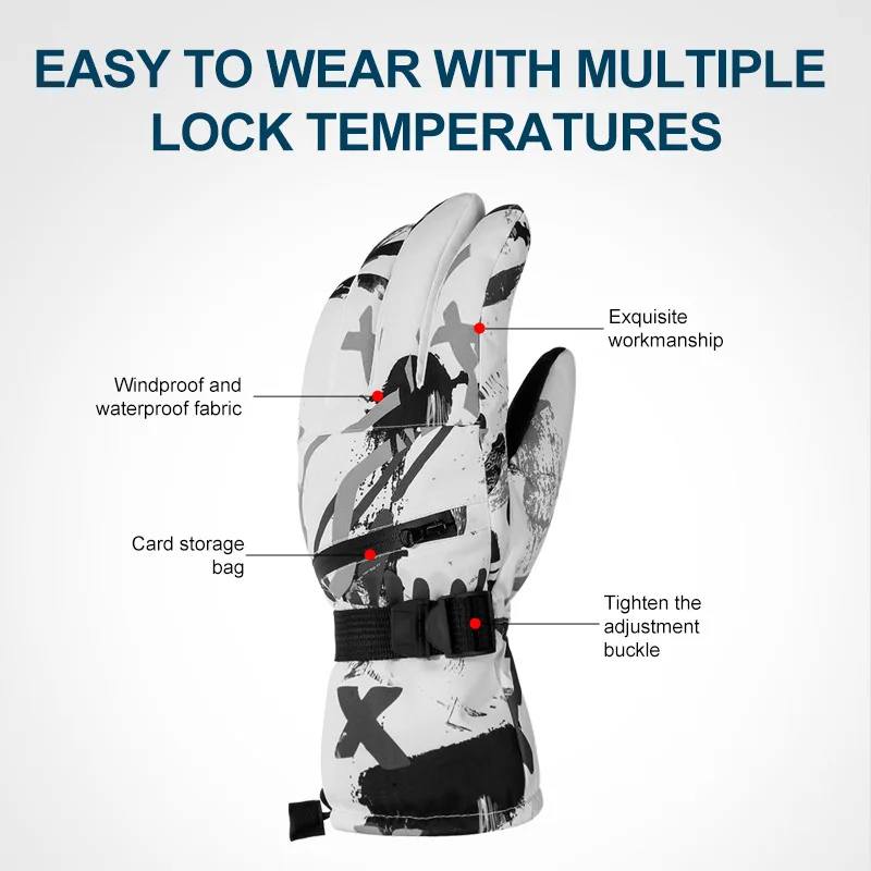 Wholesale Ski Gloves Men Women Waterproof Gloves Touchscreen Snowmobile Winter Snowboard Gloves