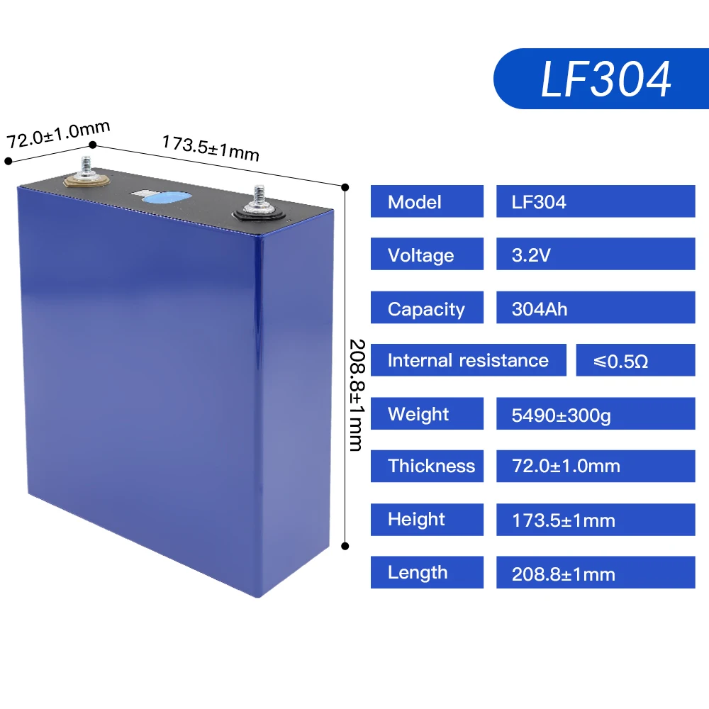 Lifepo4 304Ah Cell 3.2V EV 280Ah 304Ah 314Ah Li-ion Battery DIY 12V 24V 48V Solar Energy Storage System