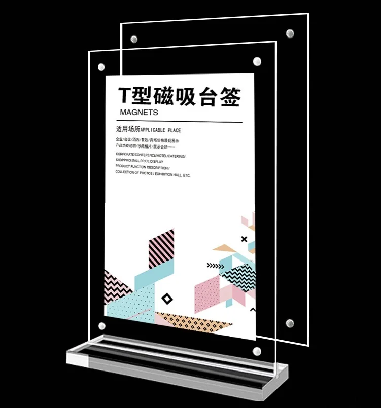 Customized In Stock Acrylic A6 Portrait T Shape Clear Transparent Office Restaurant Desktop Menu Ads Table Tent Card Holder