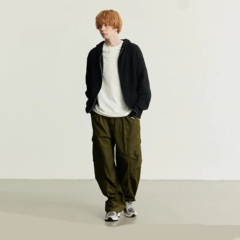 Streetwear Men Stacked Sweat Pants Baggy Manufacturer Wide Leg Plus Size Custom Parachute Cargo Pants Men