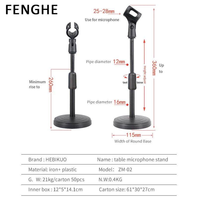Wholesale Professional Adjustable Hand Lift Desktop Mic Stand Table Microphone Stand for Meetings Live Broadcast