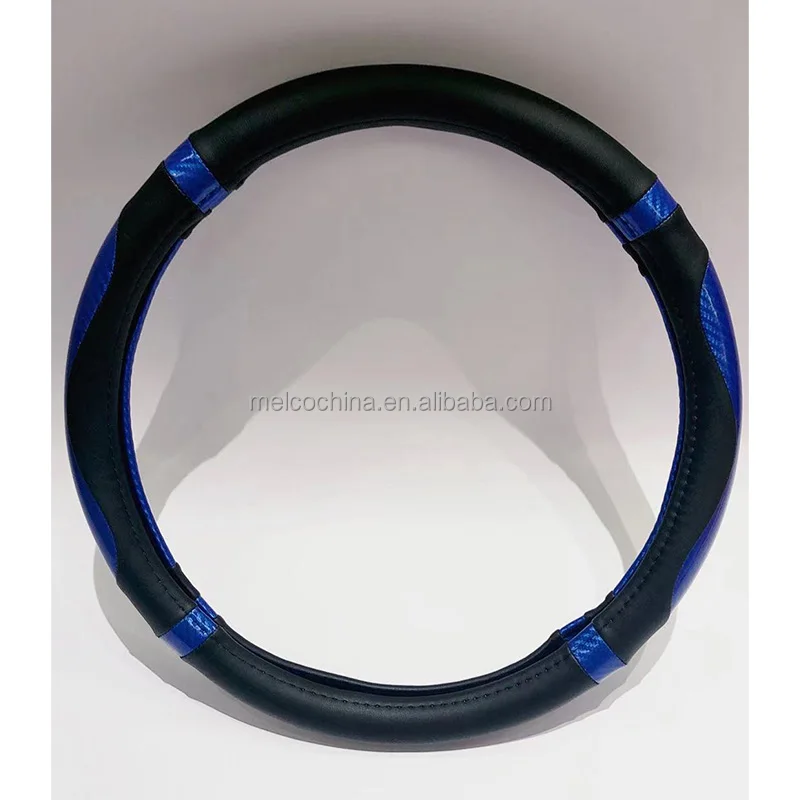 MELCO NASCAR New Design Black Red Blue Yellow Carbon Fiber Leather Steering Wheel Cover for Wheel Steering