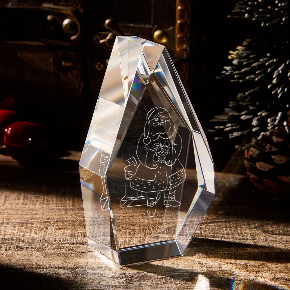 Luxury Christmas Decorations Santa Claus Glass Crystal Laser Christmas Table Decoration