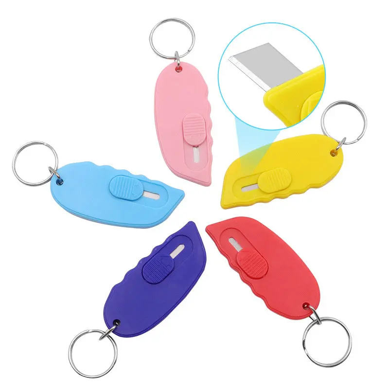 customized promotional plastic Stationery Utility Knife Small Envelope Cutter Envelope Knife with keyring,custom logo key ring
