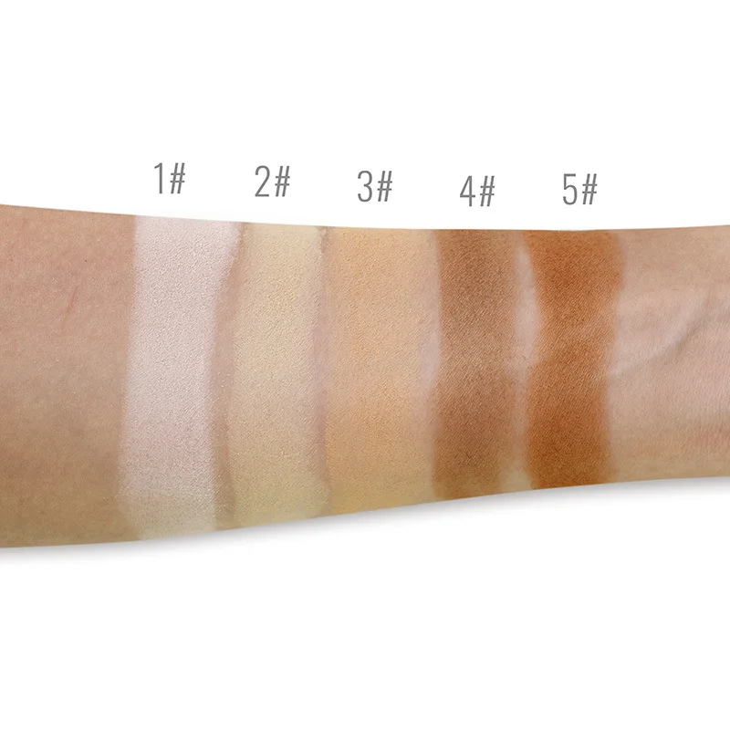 New Arrival 5 Colors Face Makeup Cosmetics Waterproof Pressed Powder Compact Foundation With Private Label