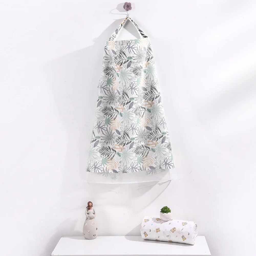 100% Cotton Breastfeeding Cover Nursing Apron Breathable Privacy Muslin Nursing Covers With Adjustable Neck Strap