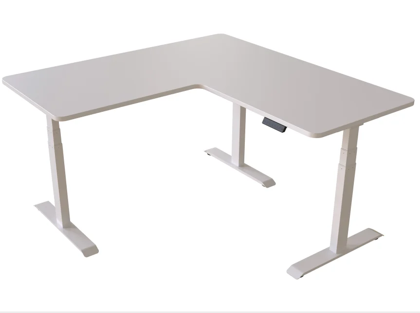 Melamine Lifting Desk 3 Dual Motor L-Shape Office Sit Standing Modern Power Lift Height Adjusted Table Furniture Desk