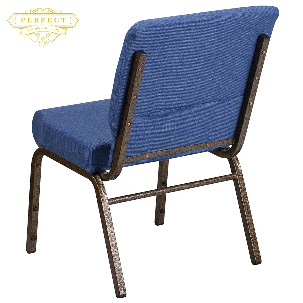 Modern Auditorium Cheap Blue Church Chairs Metal Frame Fabric Velvet Cover Church Chairs