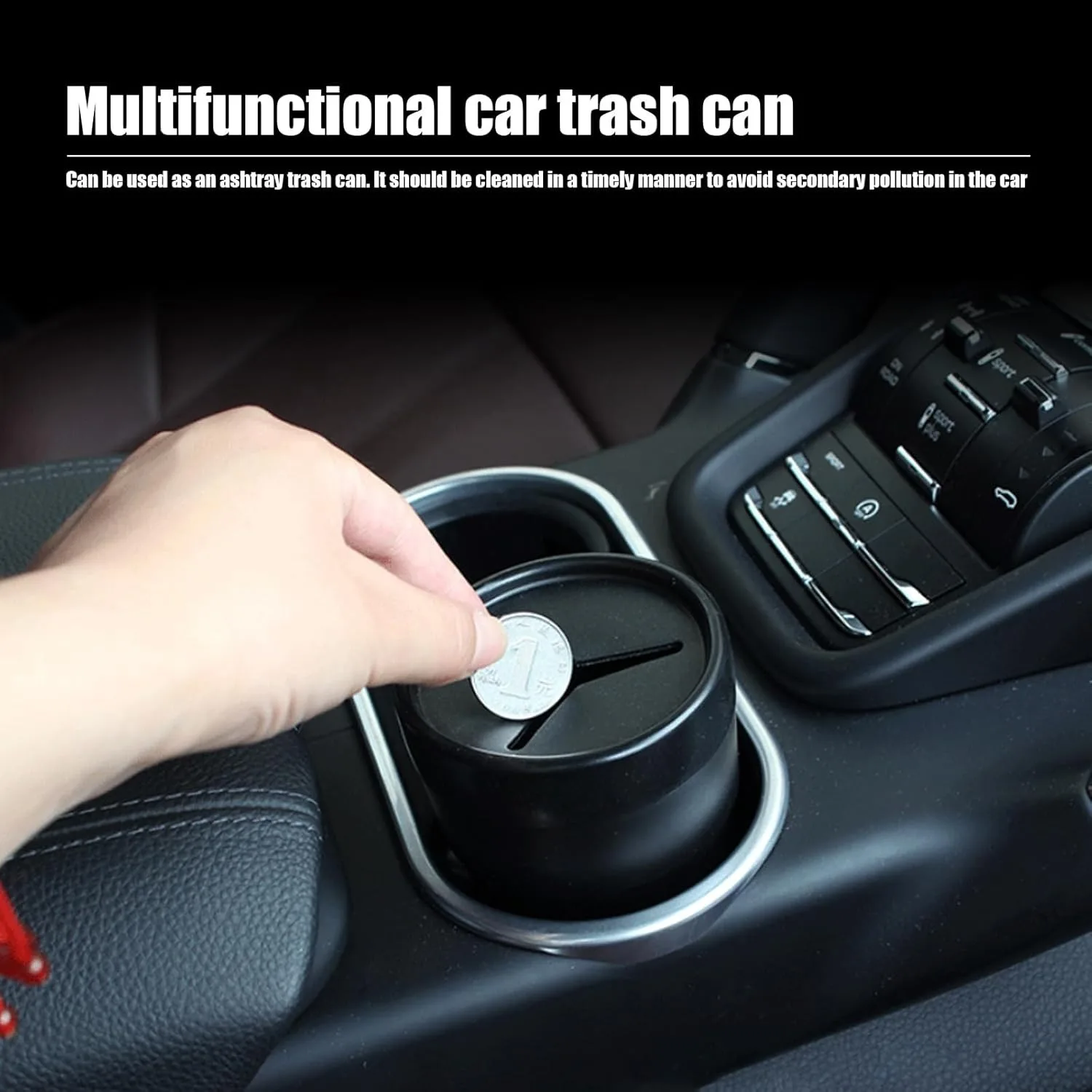 Автомобильный держатель для мелочи с крышкой автомобильные пластиковые мусорные баки 250 мл (0 06 галлон) переносные ручки автомобиля 1 шт.