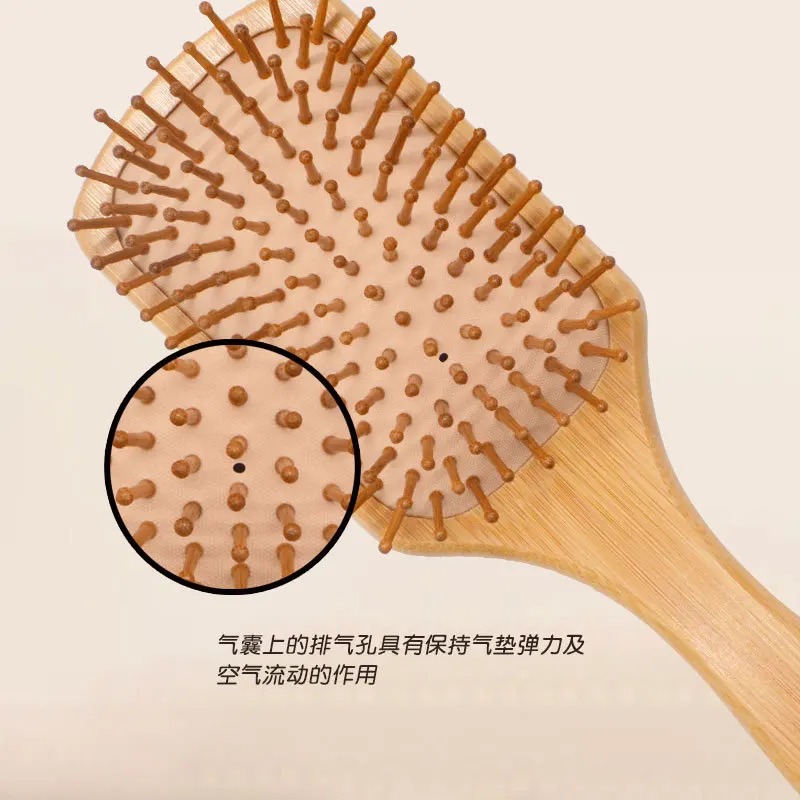 Оптовая продажа 100% натуральный горячая Распродажа массажная Антистатическая бамбуковая воздушная подушка расческа для волос частная торговая марка приветствуется