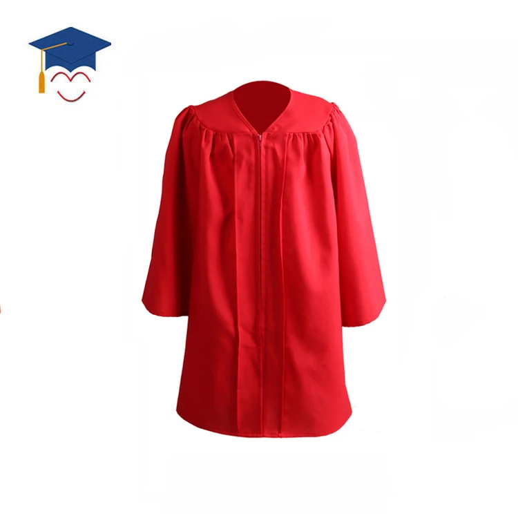 PHOEBEEHotsale Children Clothes Dresses Red Matte Graduation Gown And Stole