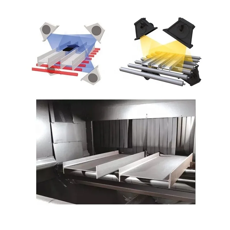 800mm width steel plate roller conveyor shot blasting and painting machine