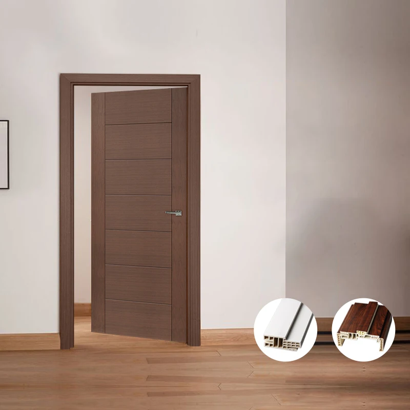 Bathroom Waterproof WPC Door Wood Plastic Composite With Frame Modern Interior PVC Door for Houses