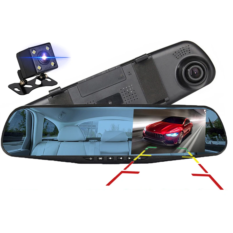 Bestselling fashion quality universal 4.3-inch mirror dash cam 1080P dual lens front and rear support night vision dash cam