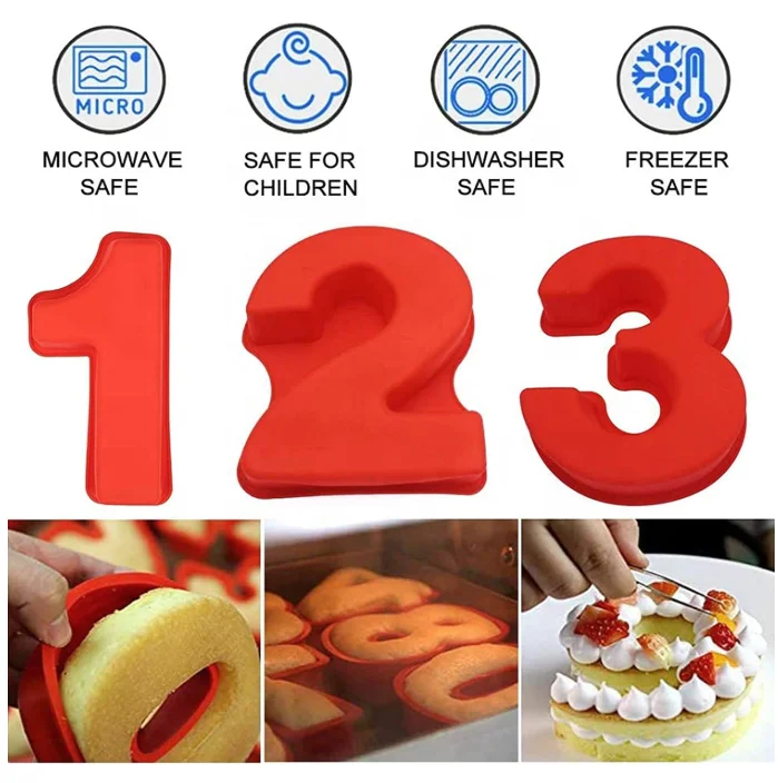 Custom Logo Moldes De Torta Popular 10 Inch Large Digit 0-8 Number Shape Cake Baking Silicone Mold Pan Tray Tools Supplies