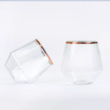 Wholesale High Quality 12oz Sliver Diamond Shape Glass Cup Water Cup Whiskey  glass bottle