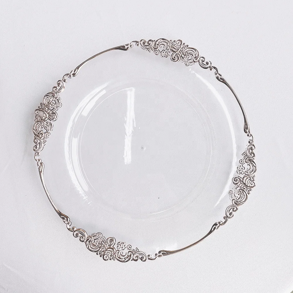 New Hot Sale Electroplating Round 13 Inch Plastic Gold Charger Plates for Wedding