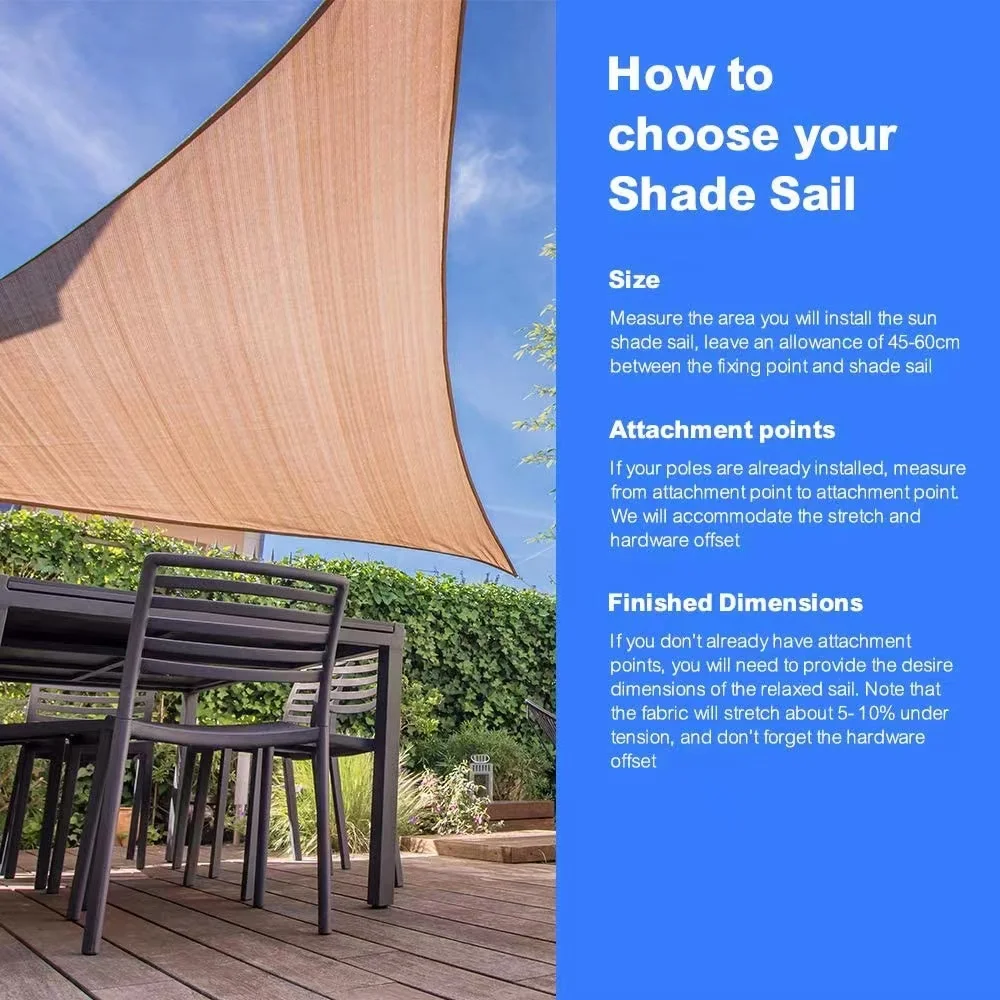 OEM Factory Custom Sun Shade Sails for Outdoor Shelter High Quality Triangle Garden Awnings