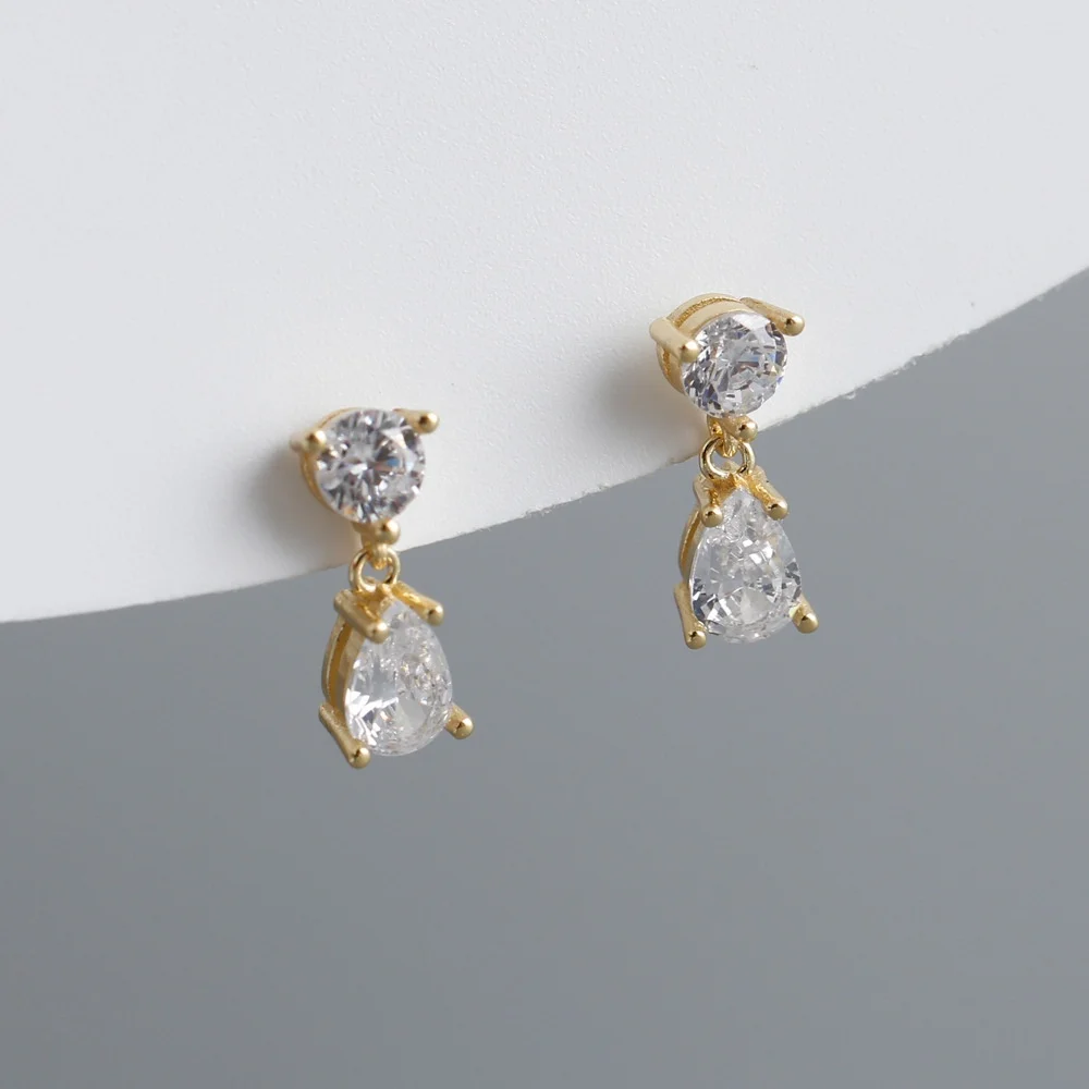XY Fashionsense Luxury 925 Sterling Silver Fine Dangle Earrings Cross-Border Water Drop Design Zircon Versatile High-End