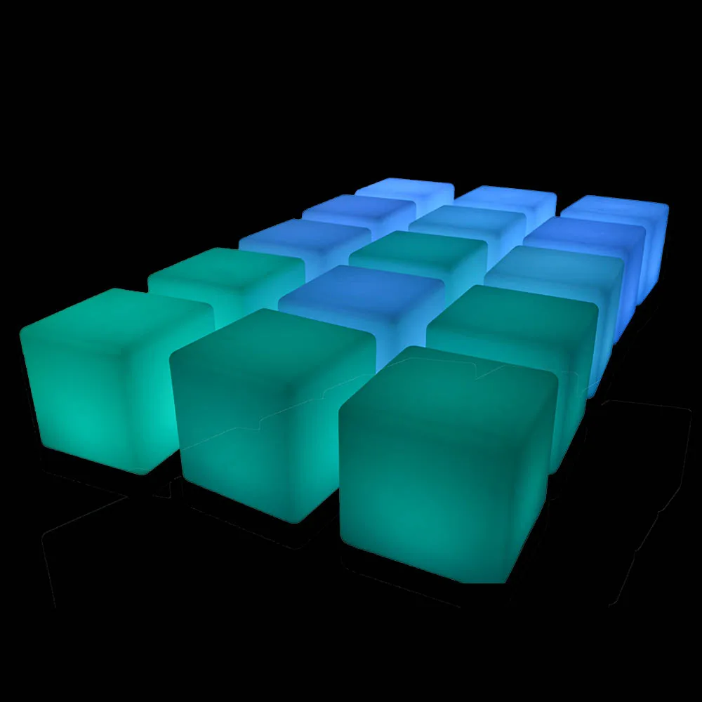 hot sale portable chair illuminated bar furniture plastic cube chair with led lighting