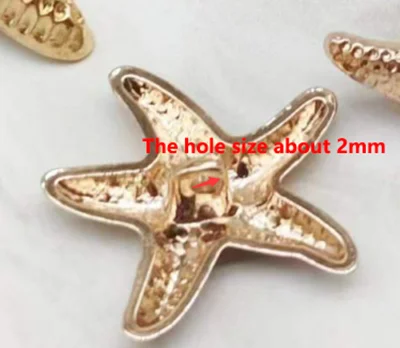 19mm  25mm  30mm Stock plain gold starfish Embellishment alloy Starfish with Shank Button wholesale for Clothes
