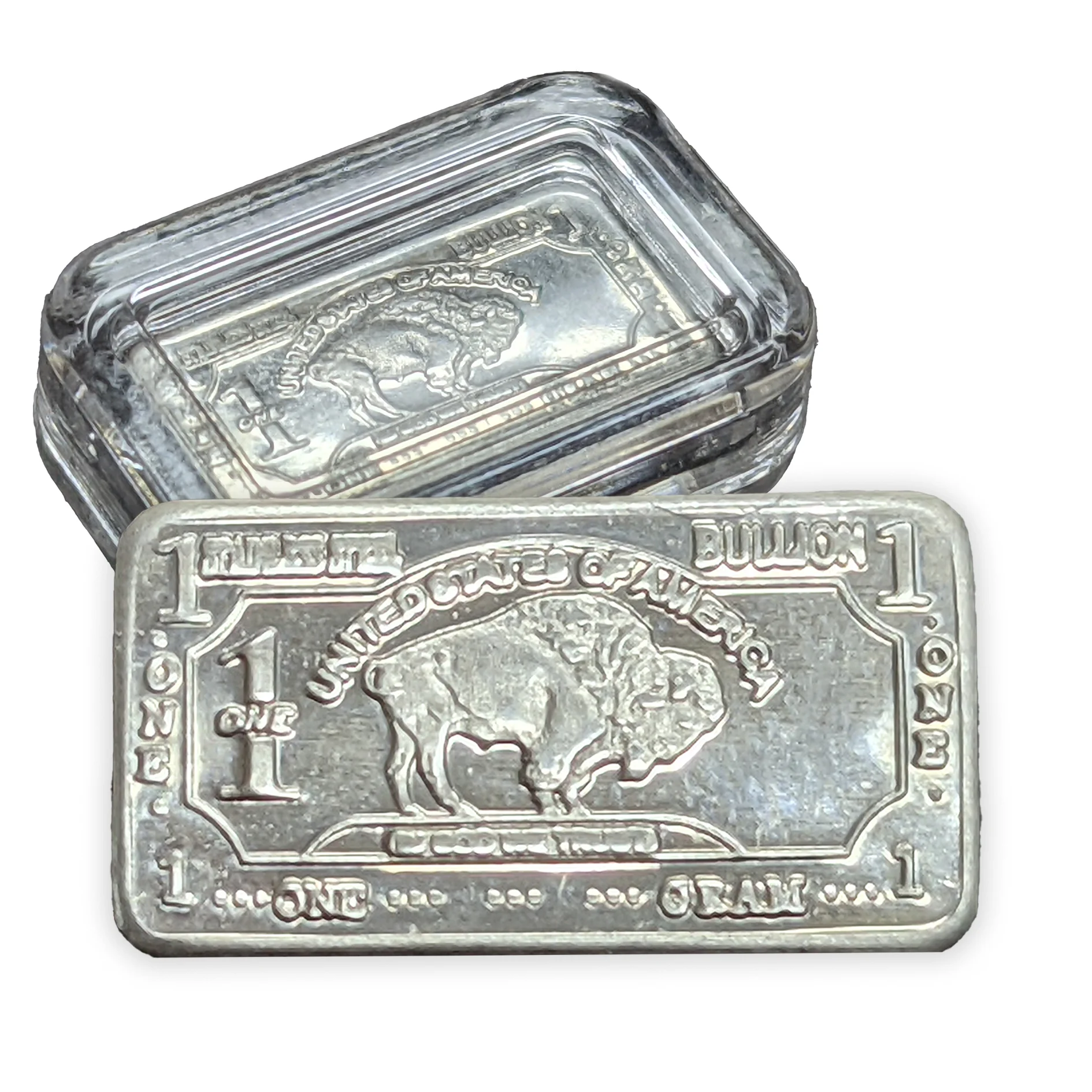 1gram Fine .999  Stainless steel Ingot 1 gram pure maple bar buffalo designs 15x8mm