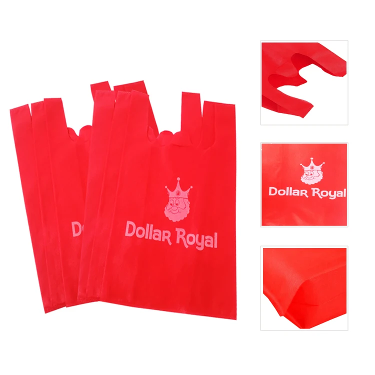 Customize cheap non woven vest shopping bags disposable non woven fabric bag nonwoven recyclable vest carrier bag