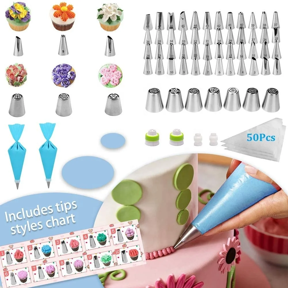 393 PCS Cake Decorating Kit 4 Packs Springform Cake Pans Cake Rotating Turntable 48 Piping Icing Tips