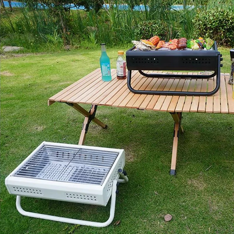 Outdoor Stainless Steel Barbecue Network Card Type Wood Stove Barbecue Grill Portable Barbecue Grill Camping Stove