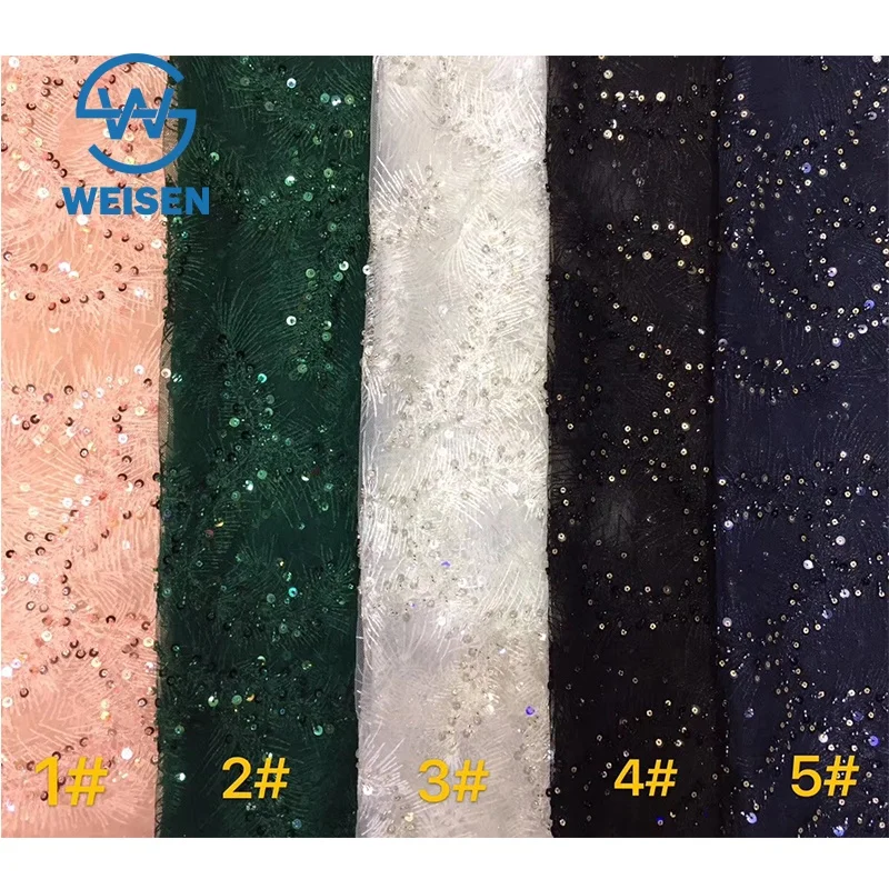 wholesale colourful Wedding Embroidery Beaded Tulle Pearl Wholesale Bead Lace Fabric