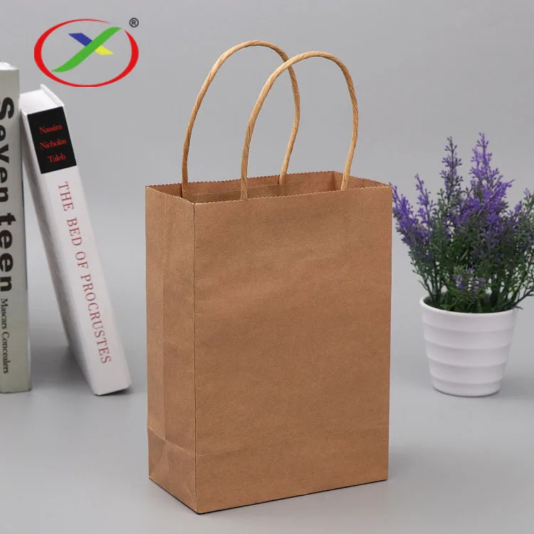 Low Price Eco Friendly Brown Takeaway Carry cardboard paper Kraft Bag for supermarket