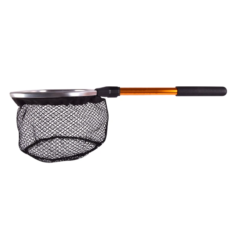 Mini Landing Net Aluminium Handle Golden Anodization With Comfortable Black EVA Grips Polyester Built In Net