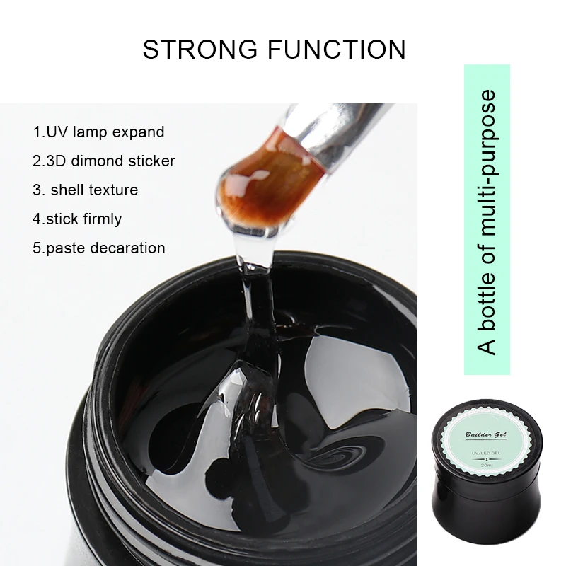 High Quality Hot Sale  Nail Extension 5g 30g 50g No Sticky Clear Jelly Gel Polish Use With UV Lamp For Rhinestones Decorations