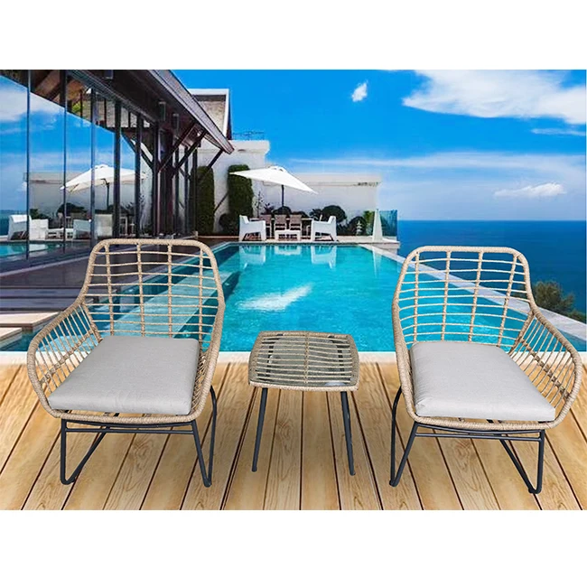 cheap low price Outdoor Furniture Rattan Coffee Chair Steel Garden Armrest Chair for Hotel Coffee Shop