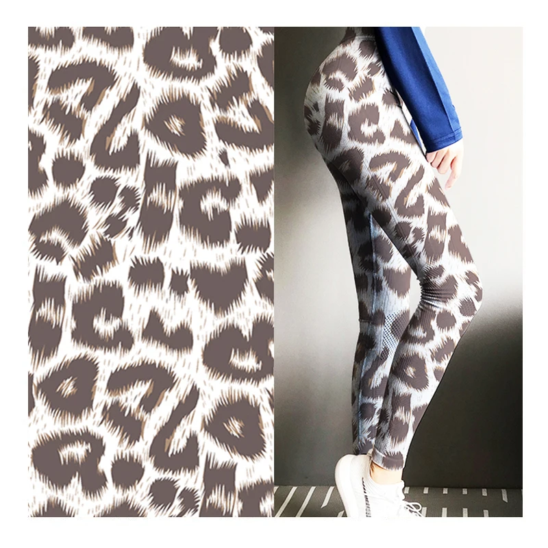 Leopard Print polyester spandex elastane yoga leggings stretch fabric 210gsm