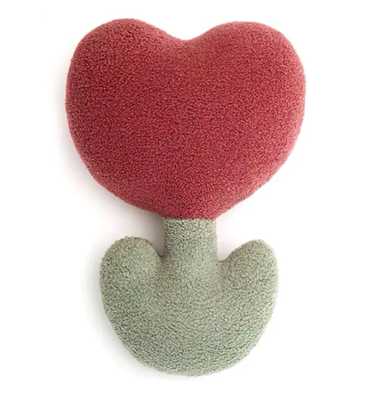 Cute Tulip Flower Pillow Teddy Velvet Shaped Decoration Sofa Toy Cushion Flower Plush Cushion